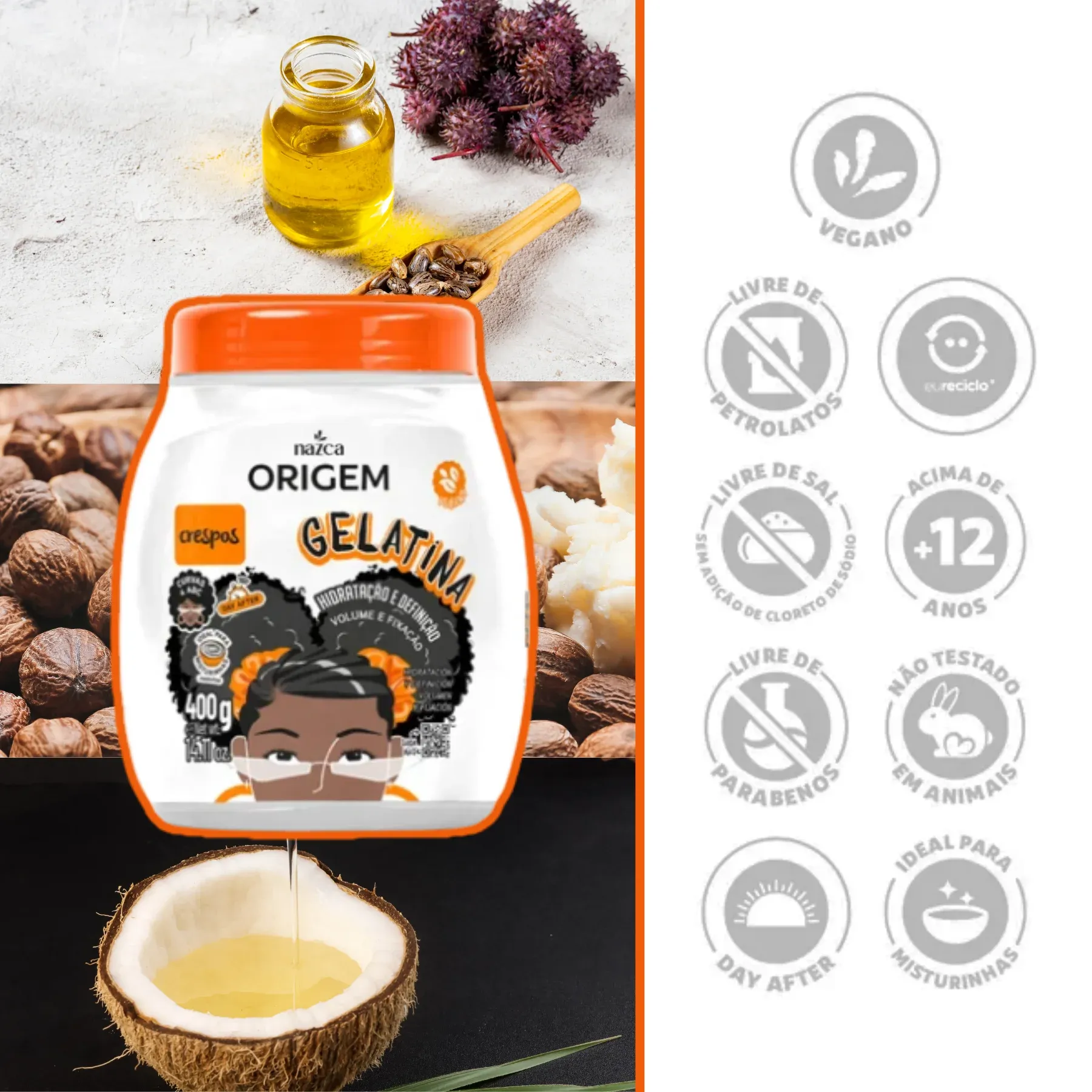 épi plus CARE GEL 100g 2本セット Gelatina Origem Para Cabelos Crespos 400g - Iap! - Iap Cosméticos